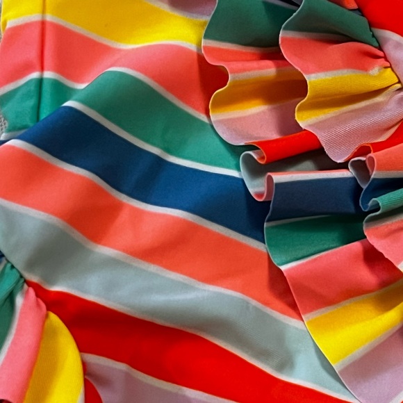 Cat & Jack Rainbow Striped Ruffle Swimsuit One Piece For Baby - Picture 5 of 6